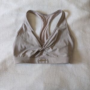 Gymshark Tan Sports Bra with Cross-Back Design